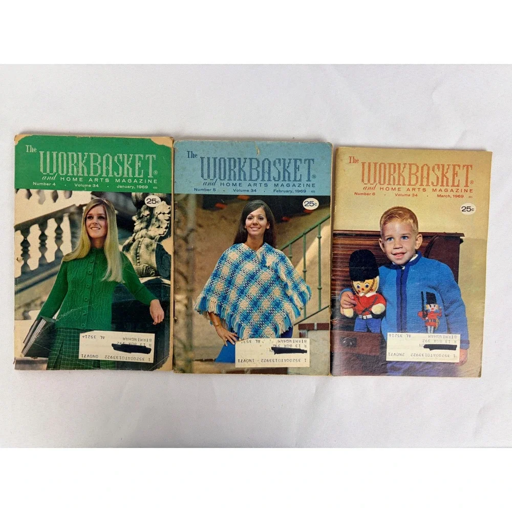 Vintage 1969‎ Workbasket Home Arts Magazine Lot of 10 Knitting Crochet Pattern